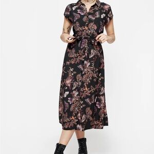 NWT Disturbia Eloise Floral Butterfly Print Button Up Midi Dress Sz 2 Ret $82